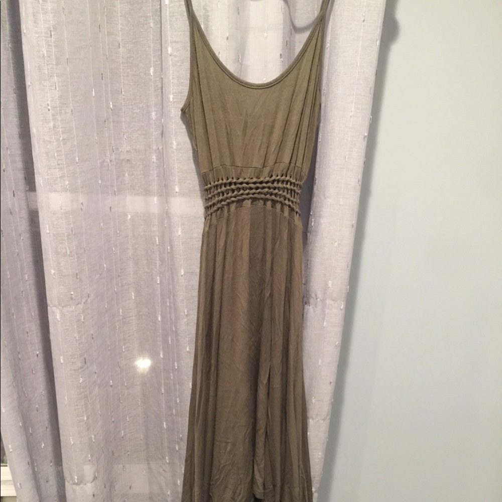 Green High-Low Scoopneck Summer Dress